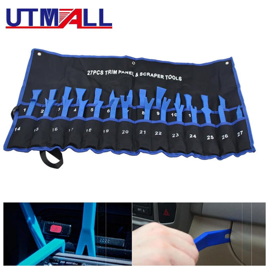 27-Piece Car Trim Removal Tool Kit - Car Door Panel Dashboard Radio Body Clip Pry Kit