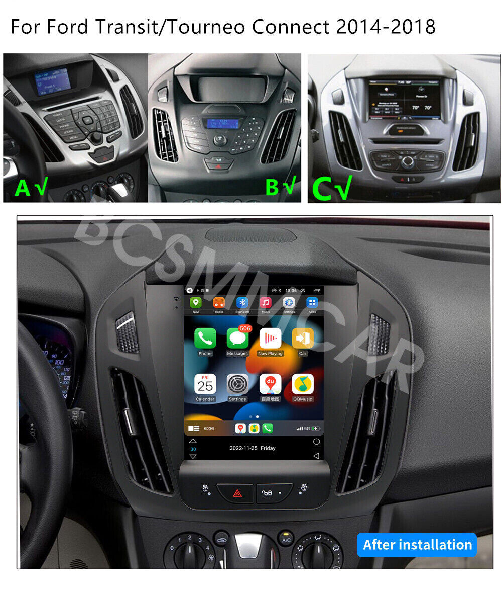 Android 14 Multimedia Player Touch Screen Fit for Ford Transit Connect 2014-2018