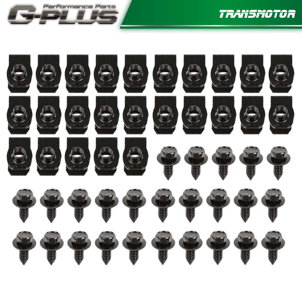 50 FENDER BOLTS & U NUTS 5/16-18 x 7/8 x 3/4 WASHER 1/2 HEX HEAD Rabbit