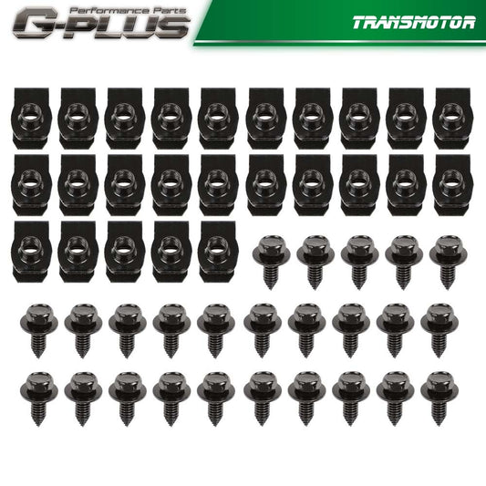 50 FENDER BOLTS & U NUTS 5/16-18 x 7/8 x 3/4 WASHER 1/2 HEX HEAD Rabbit