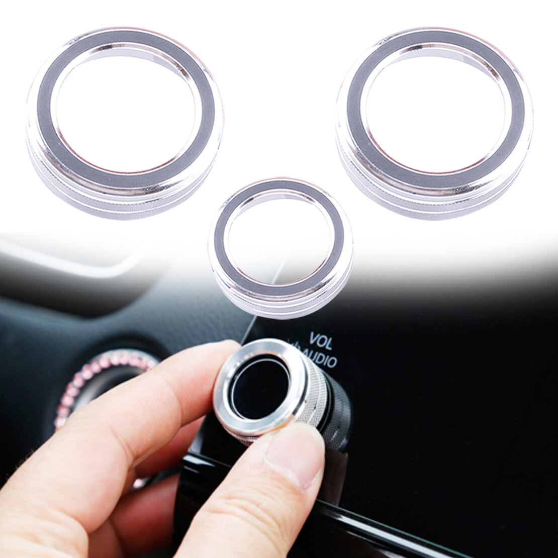 3xSilver Aluminum AC Switch Knob Trim Ring Cover Assy Fit for Honda CR-V 2017-20