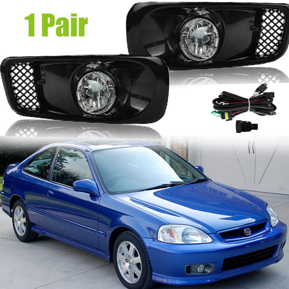 1 Pair Front Bumper LED Halogen Fog Lights Lamps Line for HONDA for CIVIC 1999 2000 Q