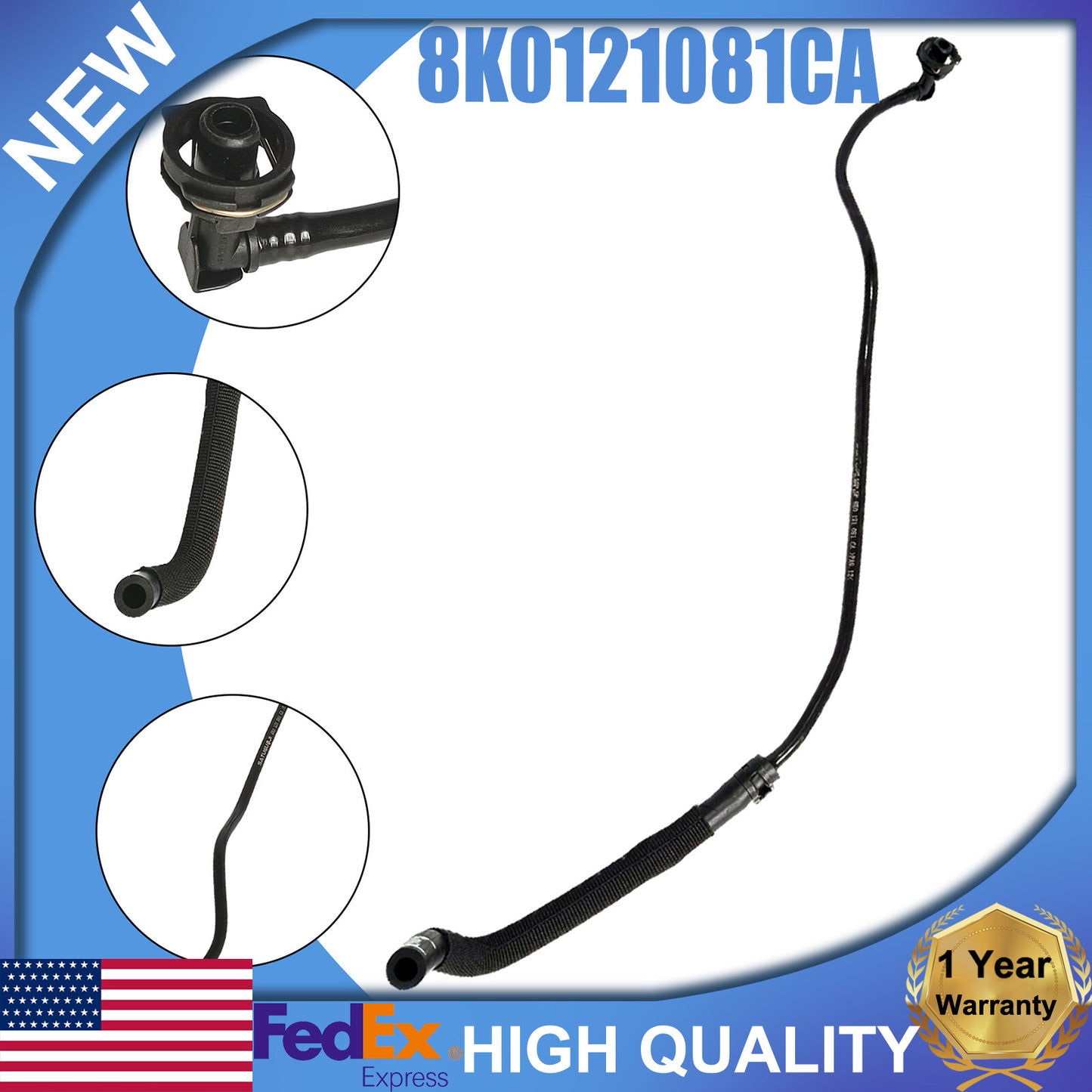 Coolant overflow hose for Audi A4 A5 Quattro CPMA CPMB CAEB #8K0121081CA- n