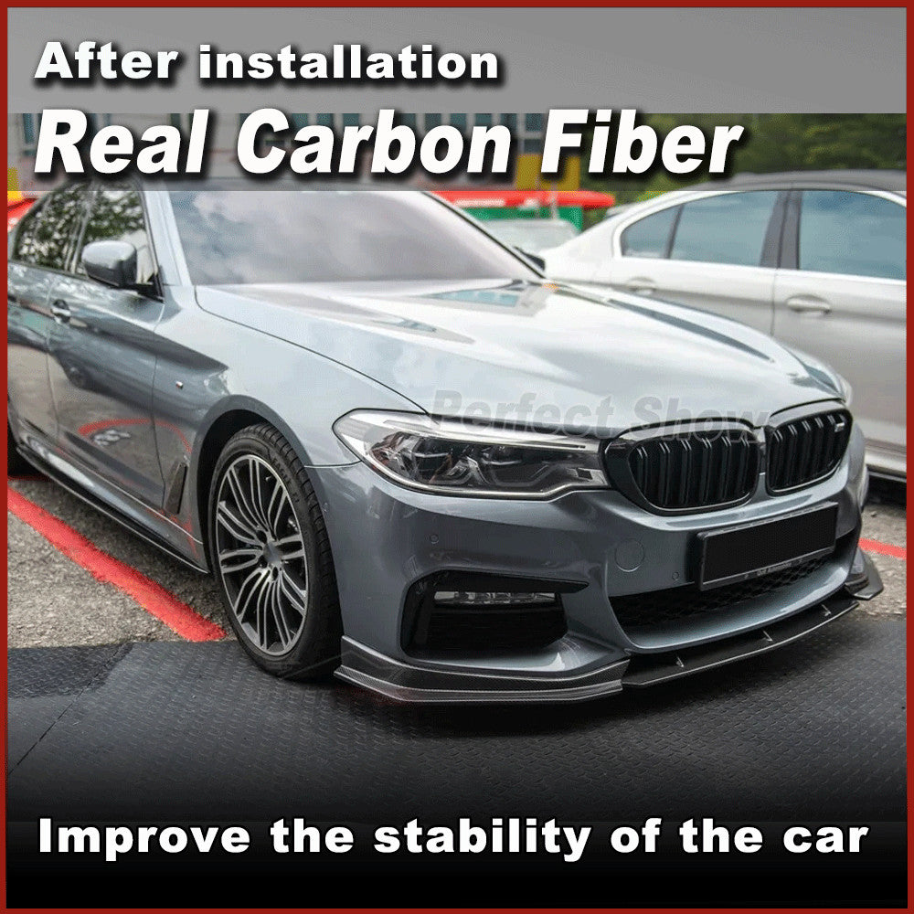 Real Carbon Fiber Front Bumper Lip Spoiler for BMW 5Series G30 G38 M-SPORT 17-20