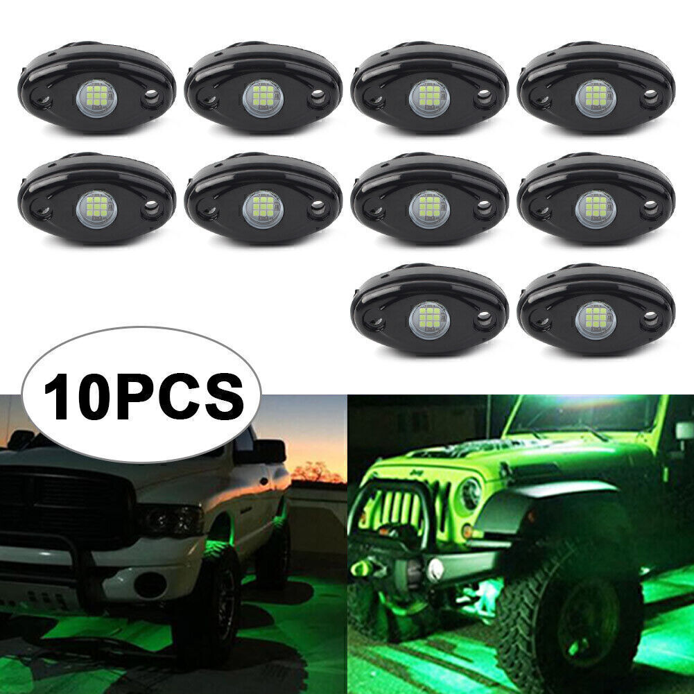 Fit for JEEP ATV Off-Road Truck Under Body Trail Rig Bar Green LED Rock Lamp 10PCS