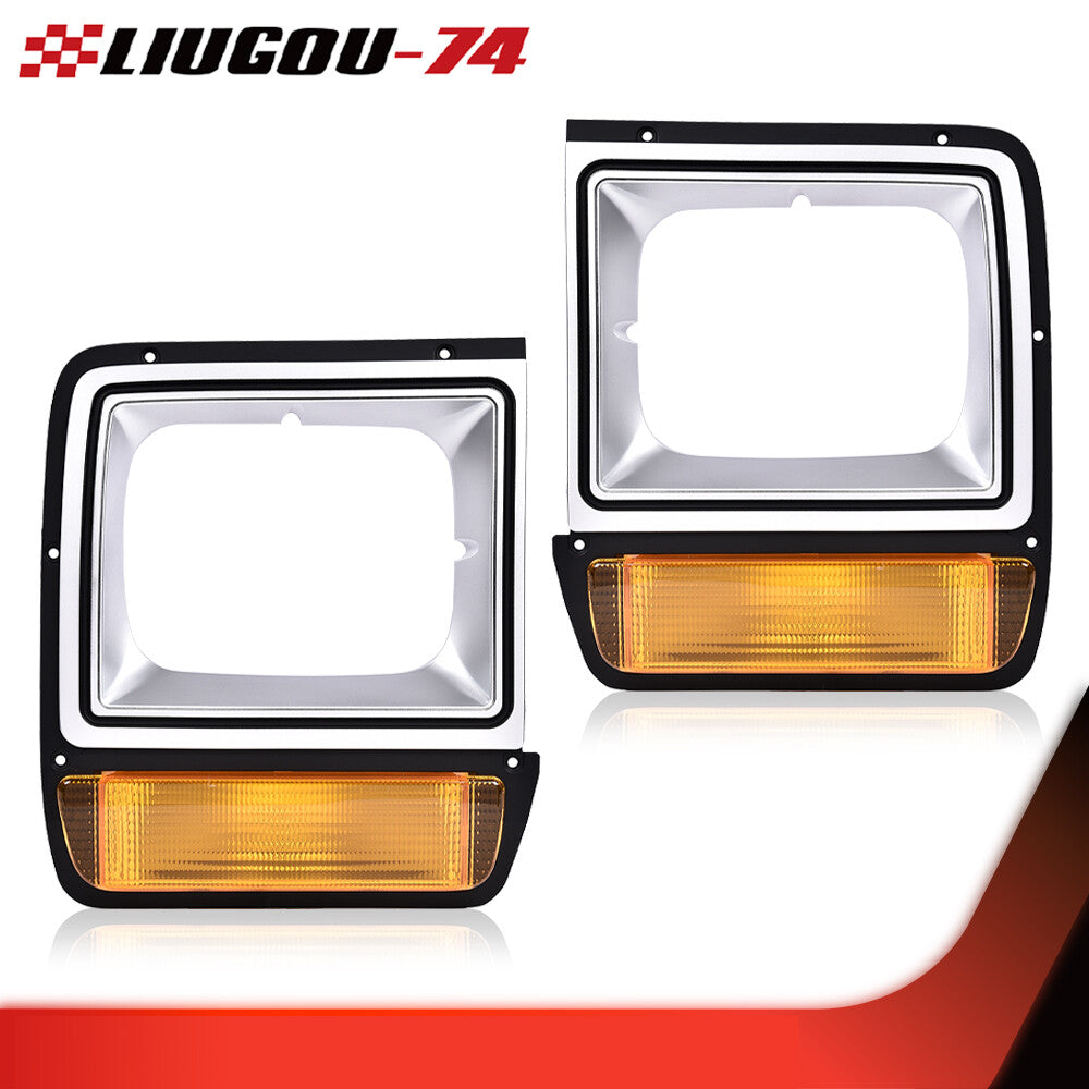 Fits 1986 - 90 for Dodge Pickup Trucks Headlights Headlight Bezel Kit with Corner Parking Lights - v
