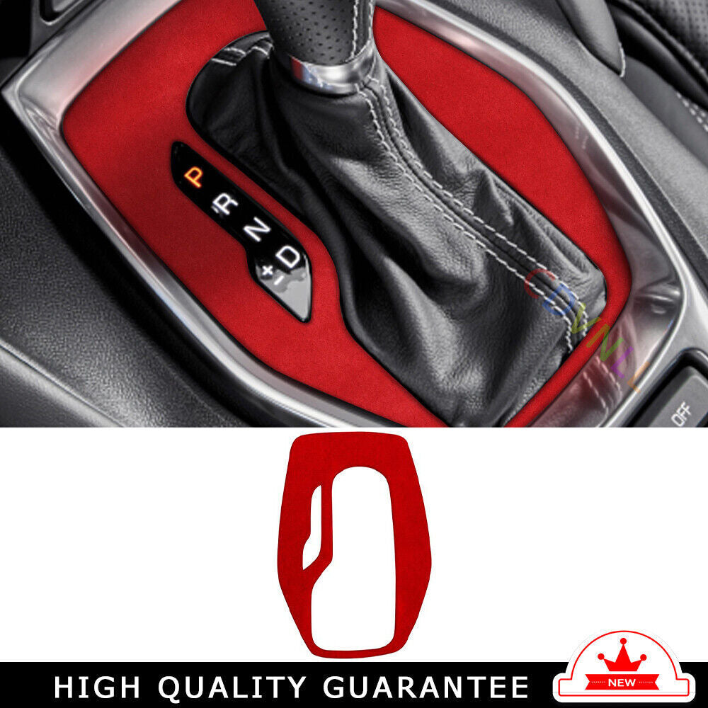 Console Gear Shift Frame Cover Trim 1X for Chevrolet Camaro 2016-2020 Red Suede