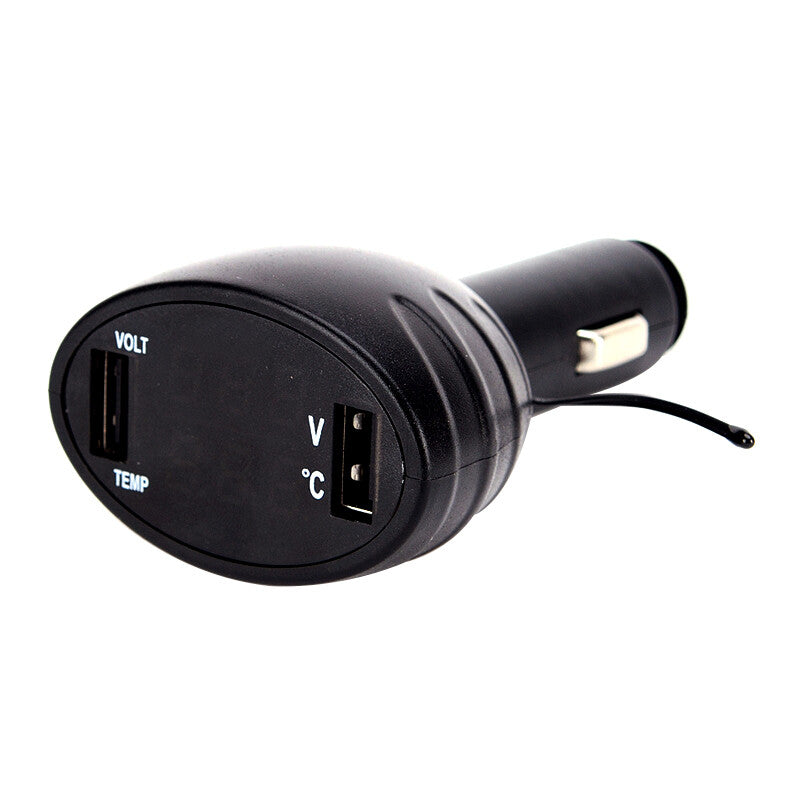 12V/24V 3-in-1 Dual USB Car Phone Charger Adapter with LED Display for Fast Charging n