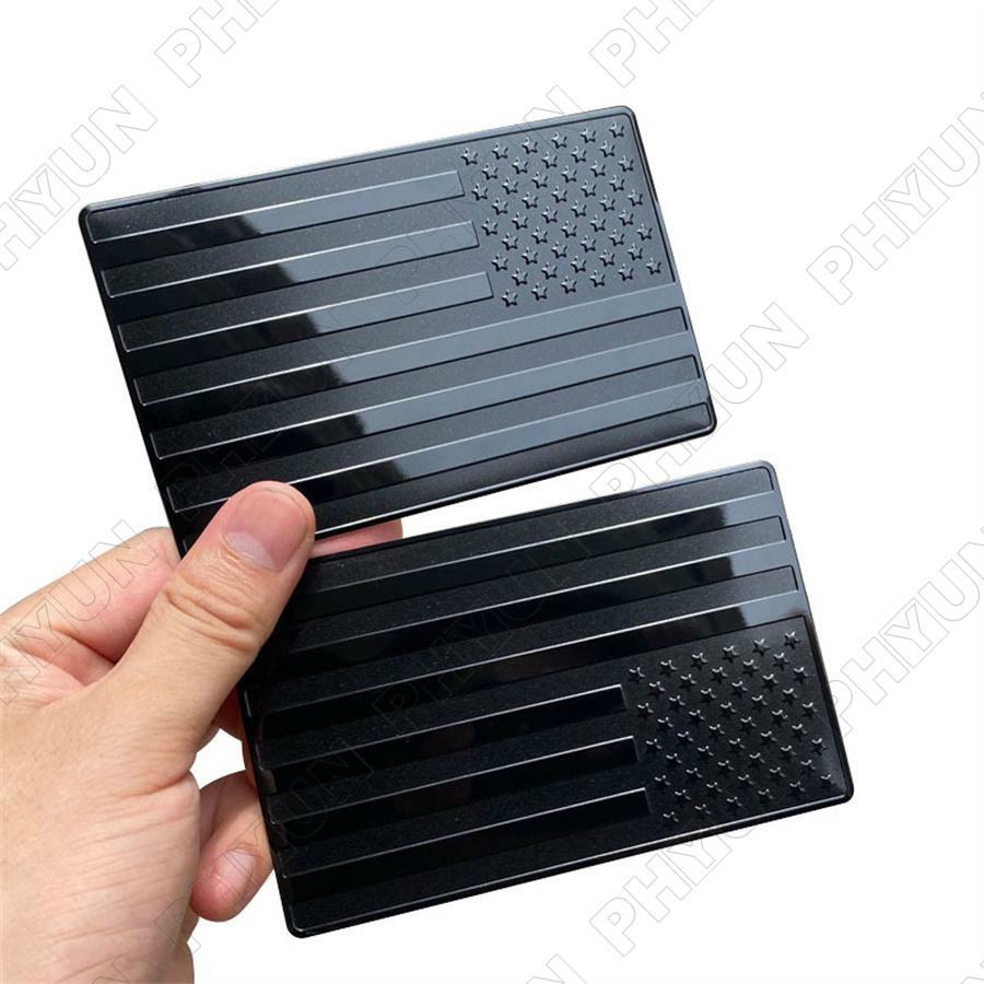 2 Inch Tow Trailer Hitch Cover 3D Metal American Flag Emblem Decal Stickers 2Pcs Q