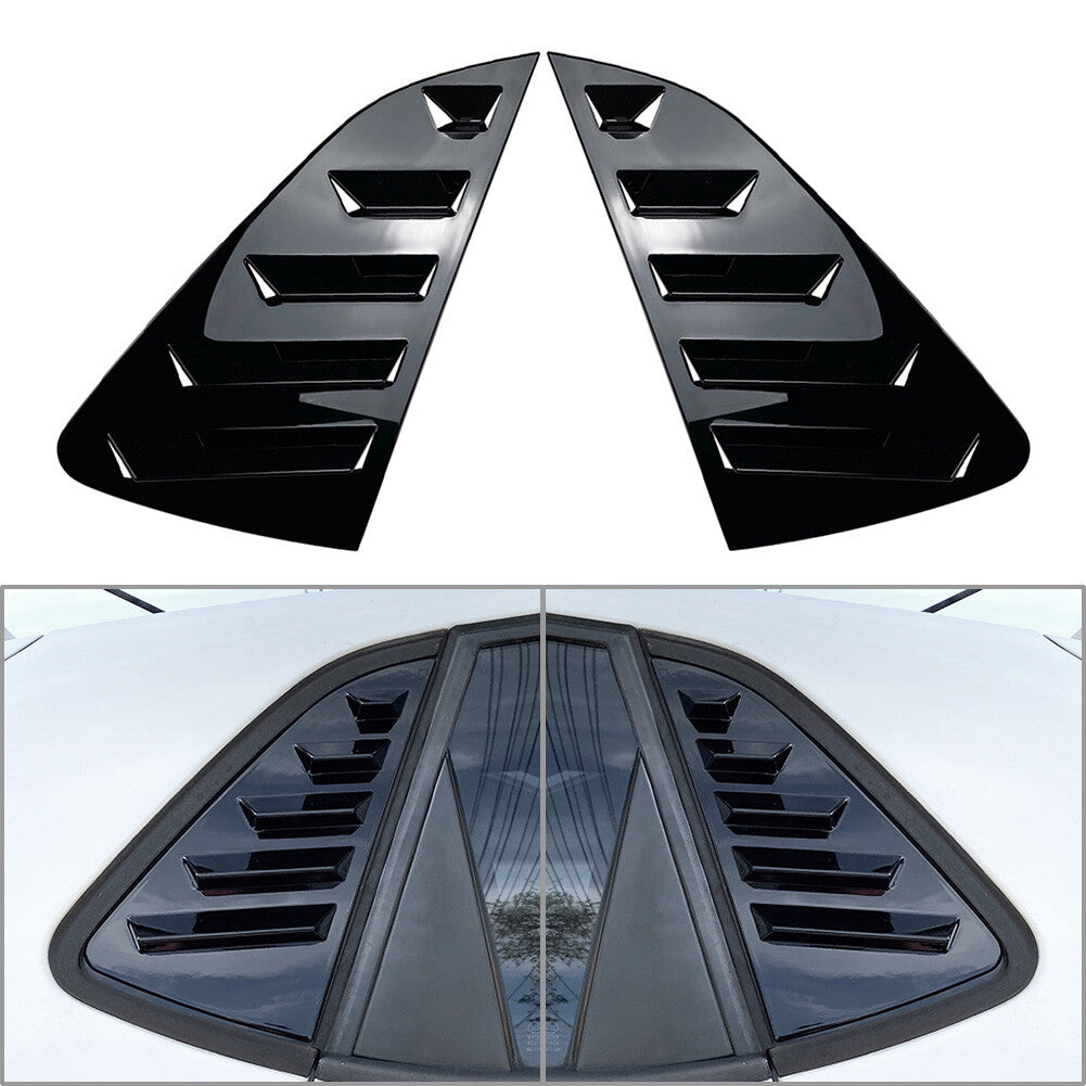 Rear Side Window Louver Vent Trim Cover for VW lo MK6 2018+ Gloss Black Pair