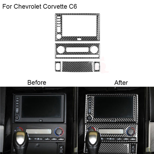6Pc for Chevrolet for Corvette C6 Carbon Fiber Center Control Panel Cover Trim TypeA