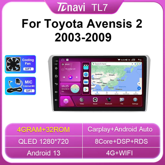 for Toyota Avensis T250 2 2003-2009 CarPlay Car Stereo Radio GPS Player Screen
