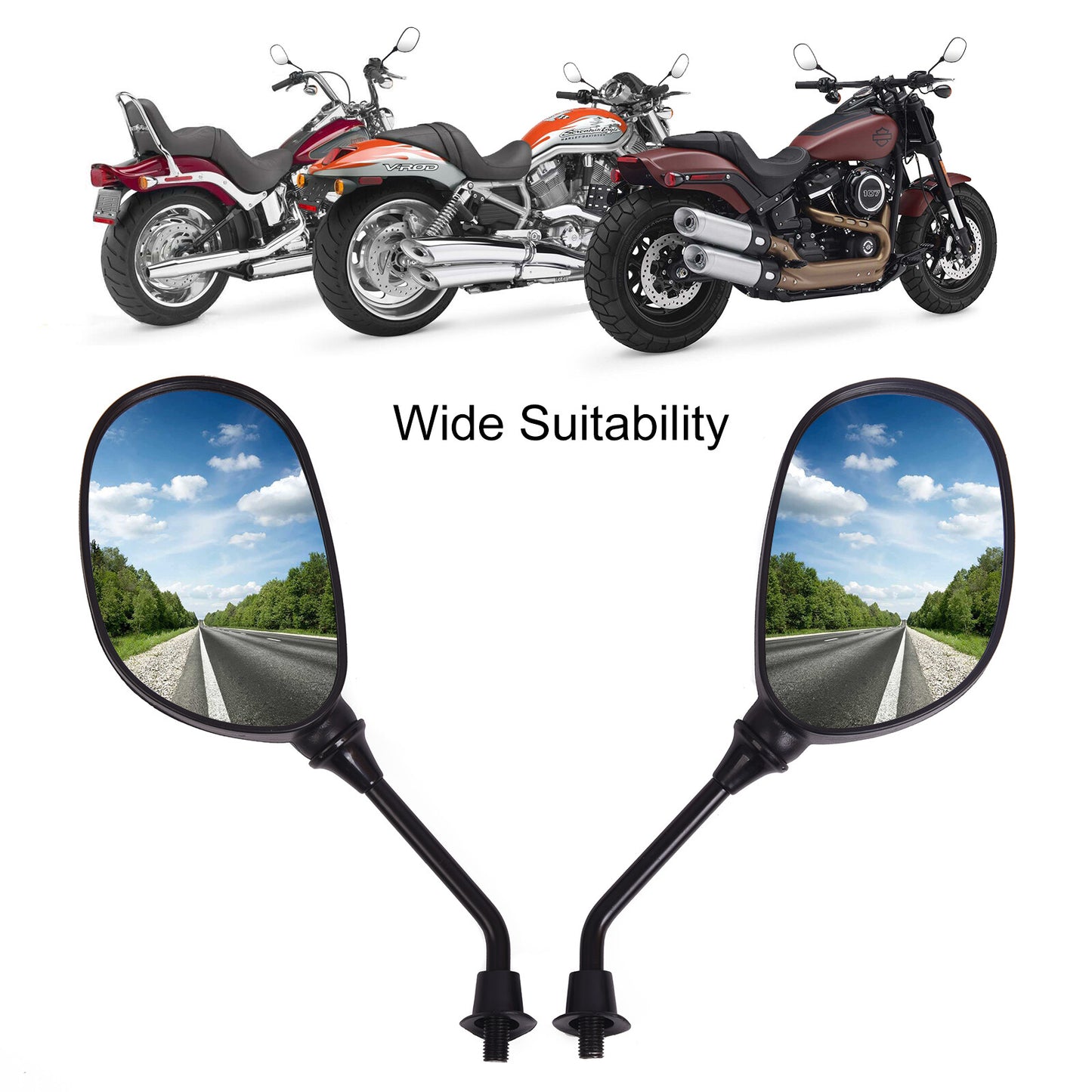 Universal Rear View Side Mirrors 7/8 Handlebar Mount for Suzuki for Kawasaki for Yamaha