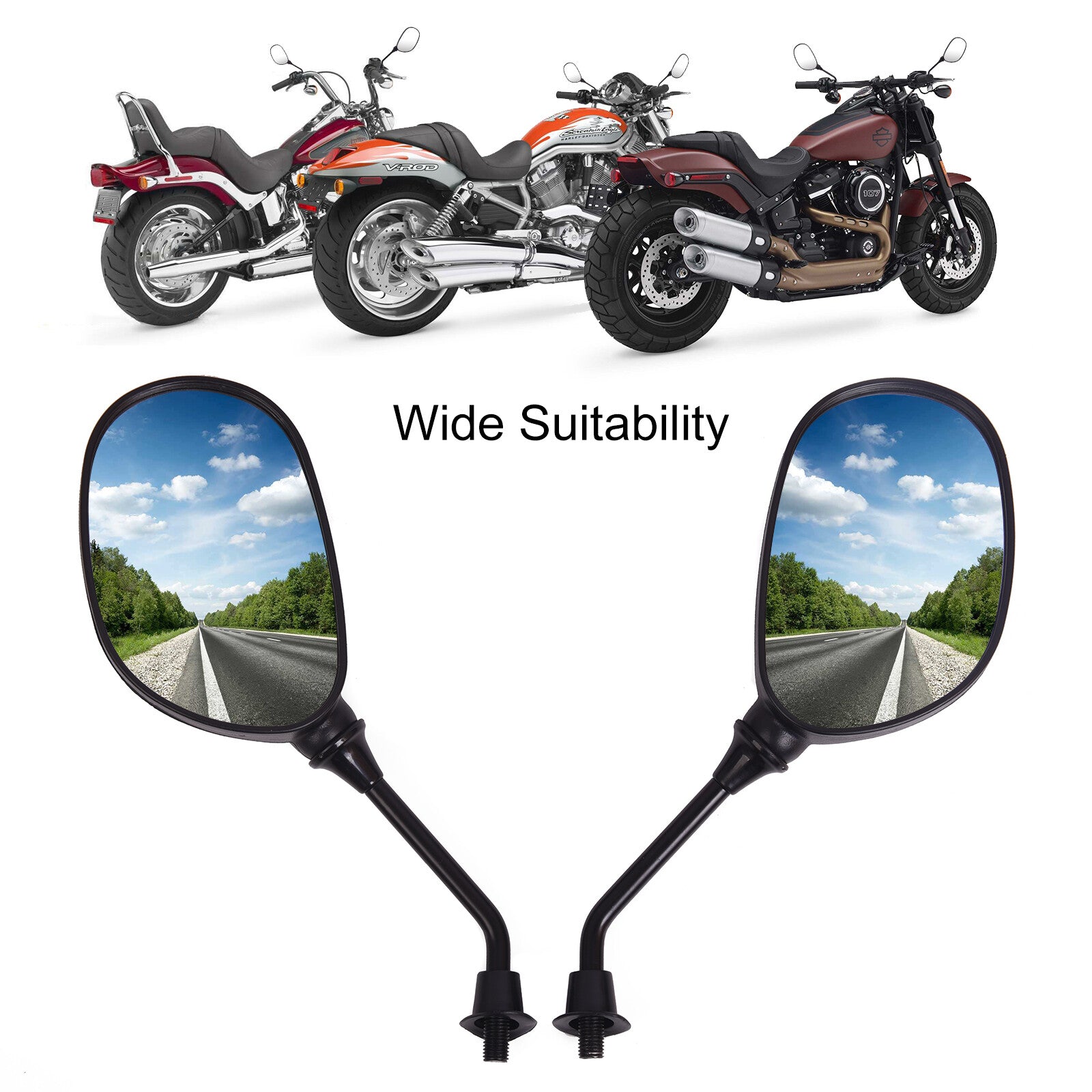 Universal Rear View Side Mirrors 7/8 Handlebar Mount for Suzuki for Kawasaki for Yamaha