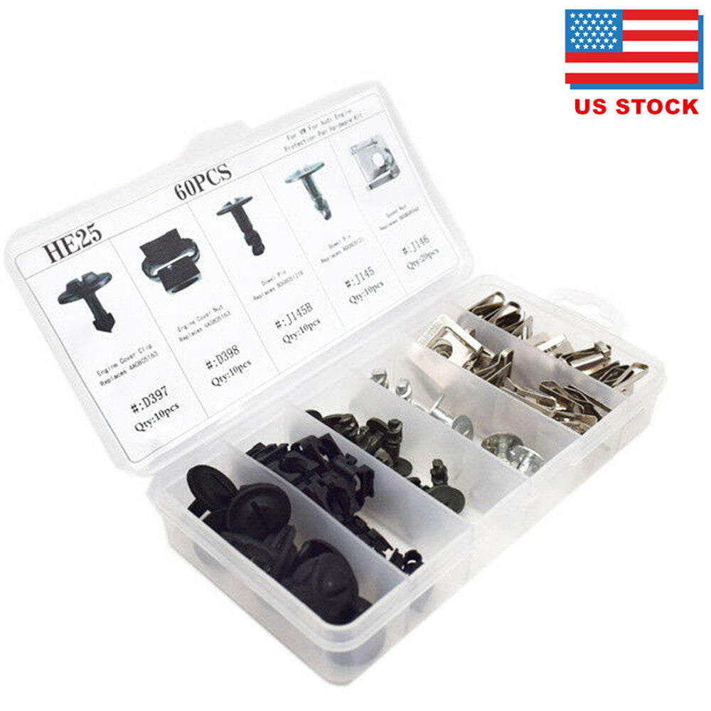 60-piece engine protection disc hardware kit with pin clips and nuts suitable for A4 and A6 models, with case. n