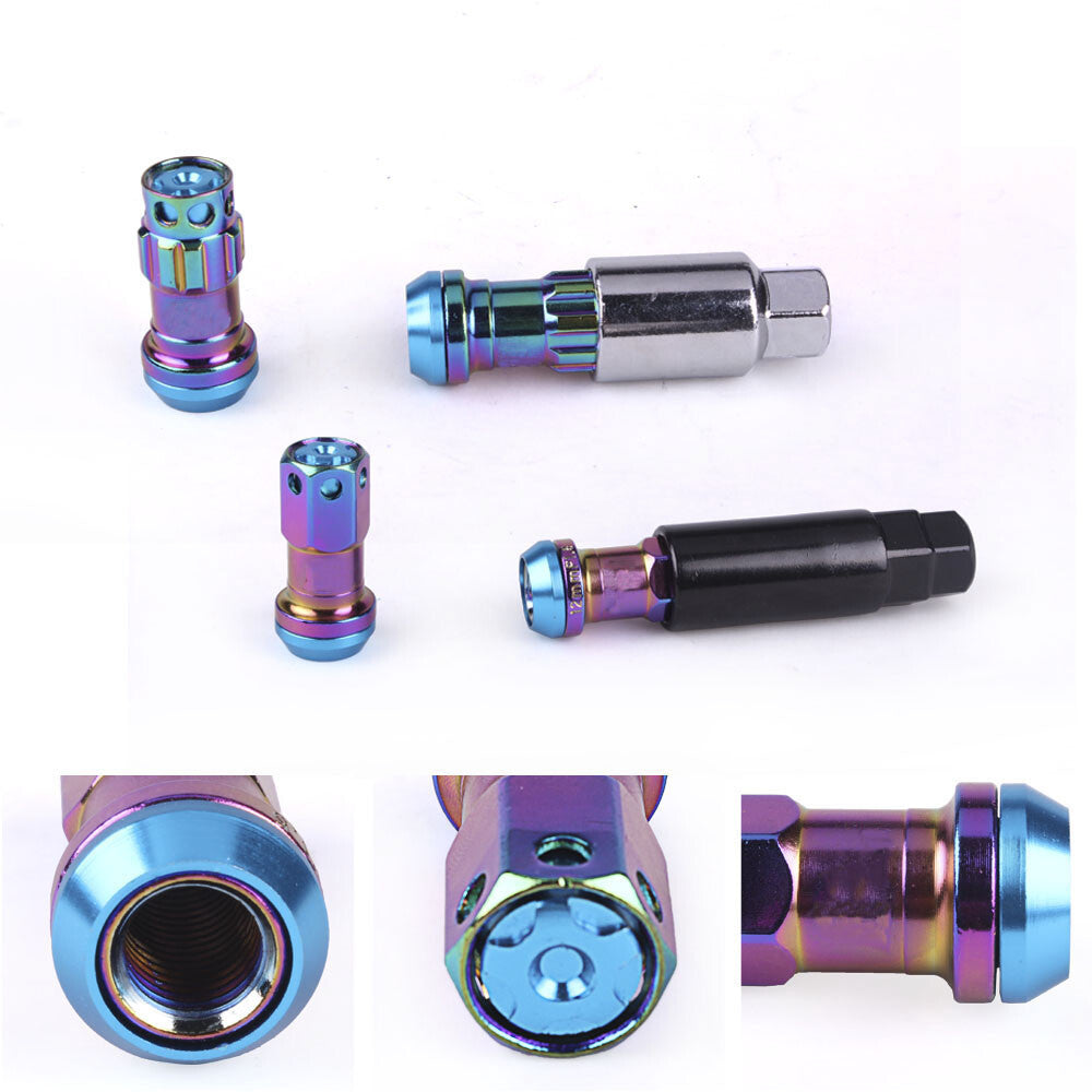 20pcs Neo Chrome M12 x 1.25 mm Composite Close End Heavy Duty Wheel Lug Nuts R40 Q