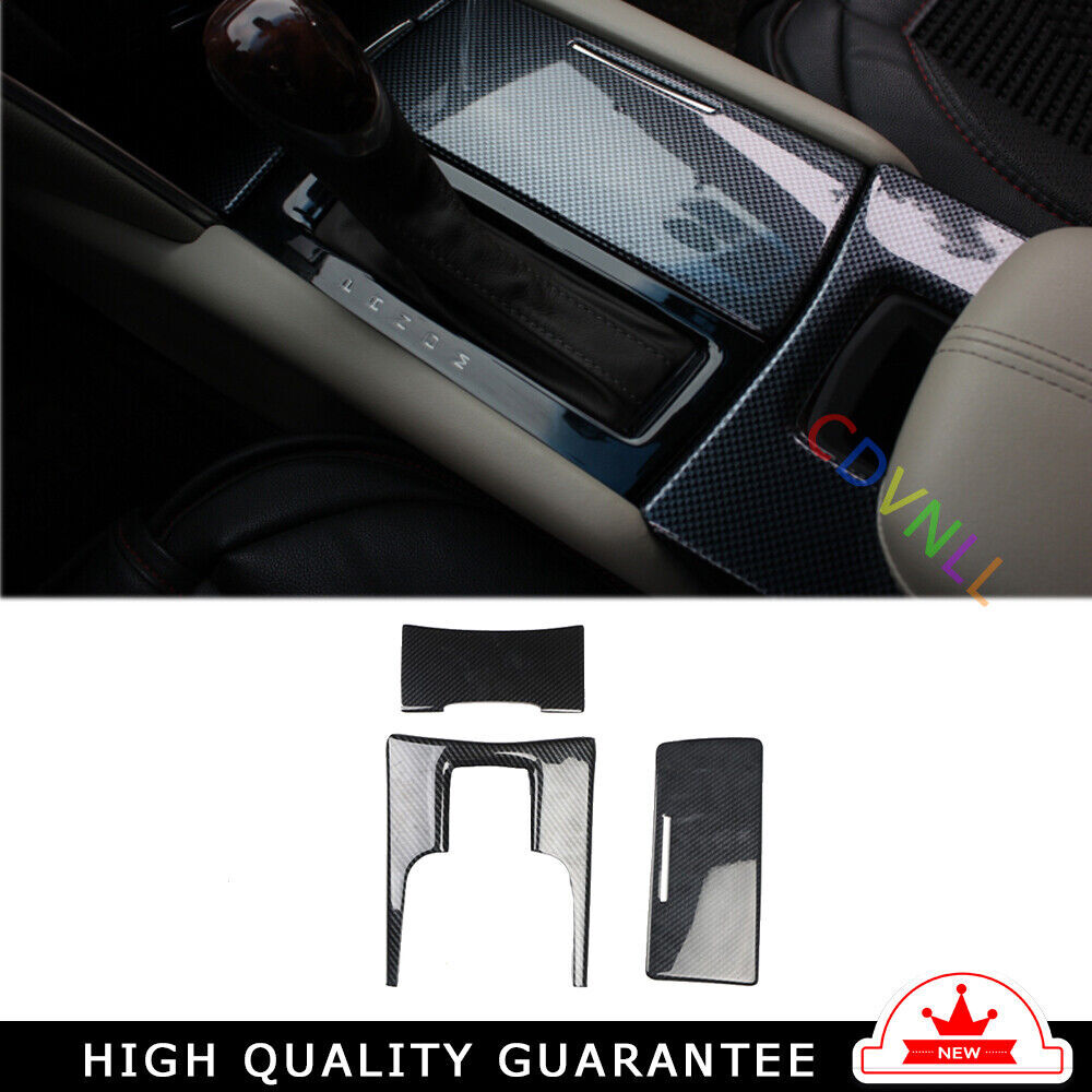 Middle Console Gear Shift Panel Trim for Cadillac XTS 2013-17 Black Carbon Fiber