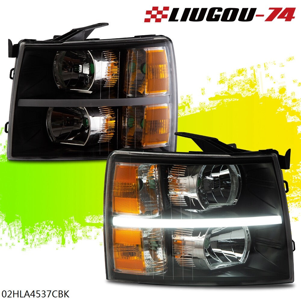 LED DRL light strip, black/amber corner light suitable for 07-14 for Chevrolet Silverado