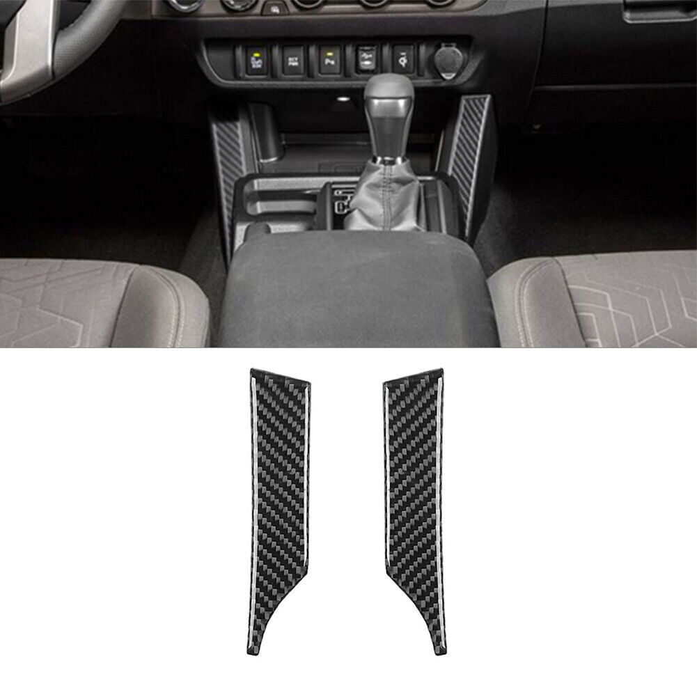 2x for Toyota Tacoma 2016-2022 Carbon Fiber Interior Floor Console Cover Trim