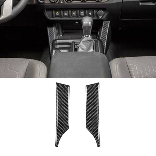 2x for Toyota Tacoma 2016-2022 Carbon Fiber Interior Floor Console Cover Trim