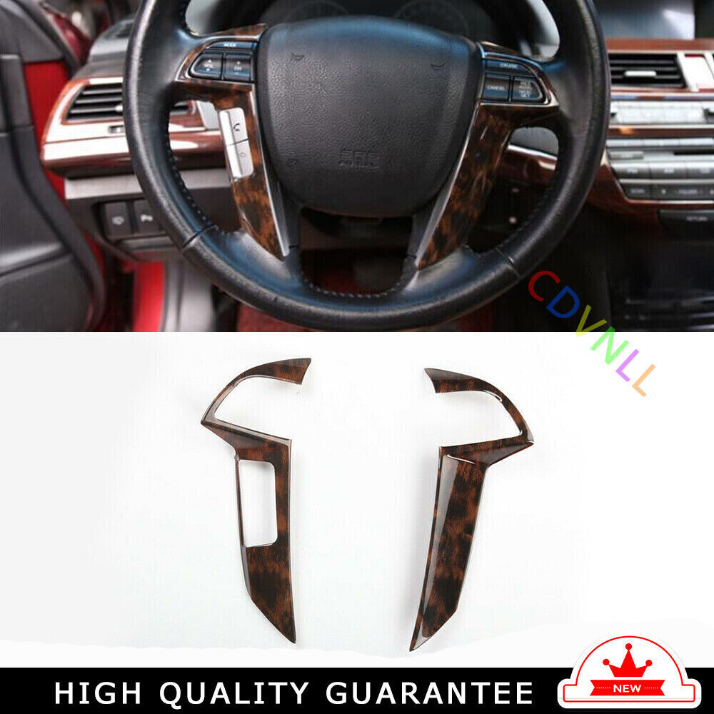 Steering Wheel Button Frame Trim 2 for Honda Accord Crosstour 08-13 Wood Grain