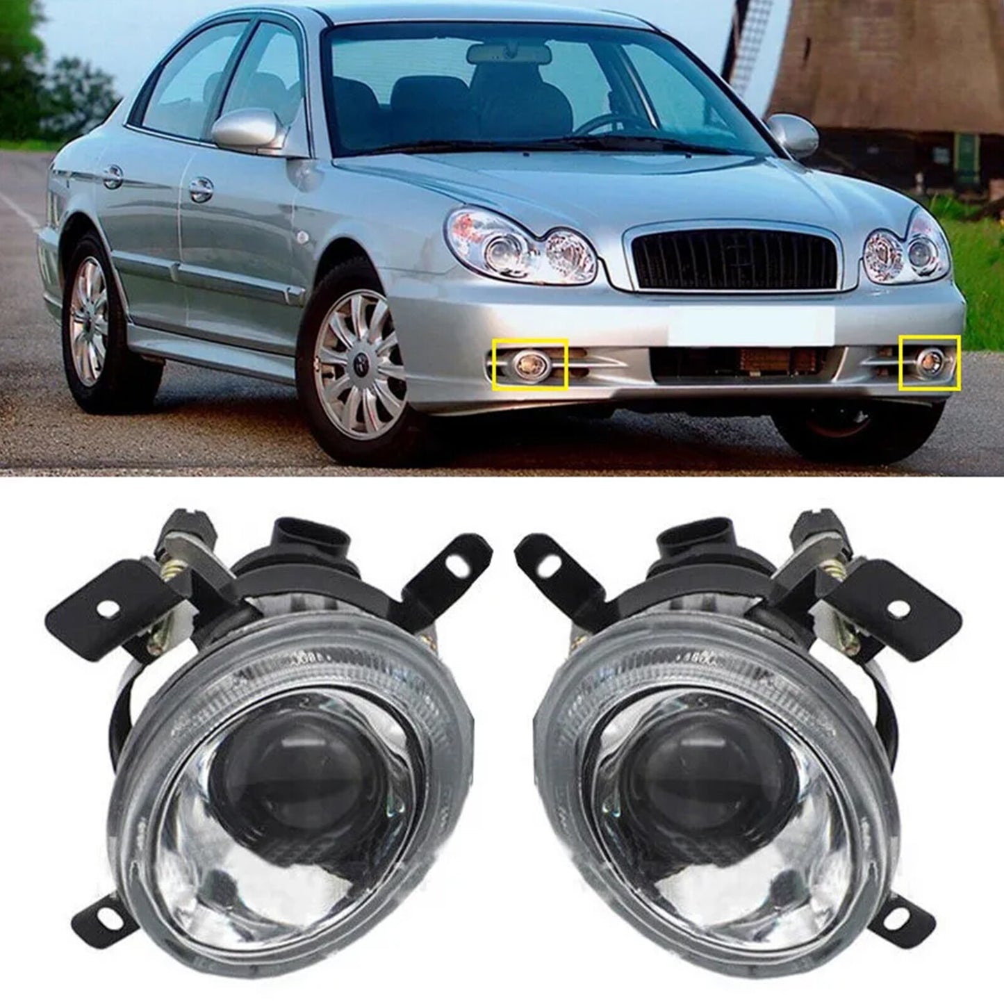 Pair of Bumper Fog Light Driving Lamps F45r for Hyundai Sonata 2002-2005 LH + RH