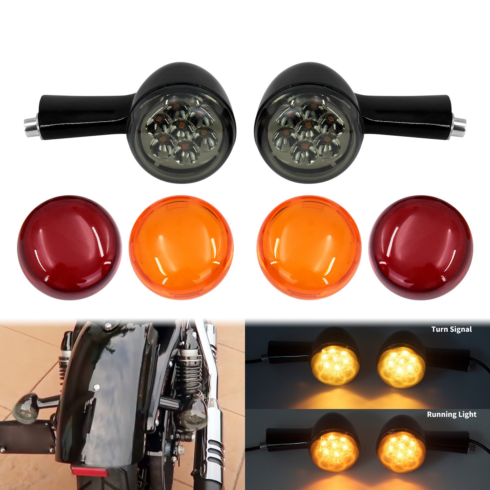 Black Long Bracket Rear Turn Signals Light for Harley Sportster 883 1200 92-2022 Q
