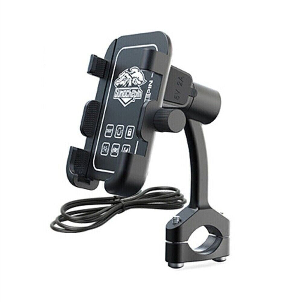 1x CNC Motorcycle Cell Phone Holder Handlebar Mount USB Fast Charger Black New n