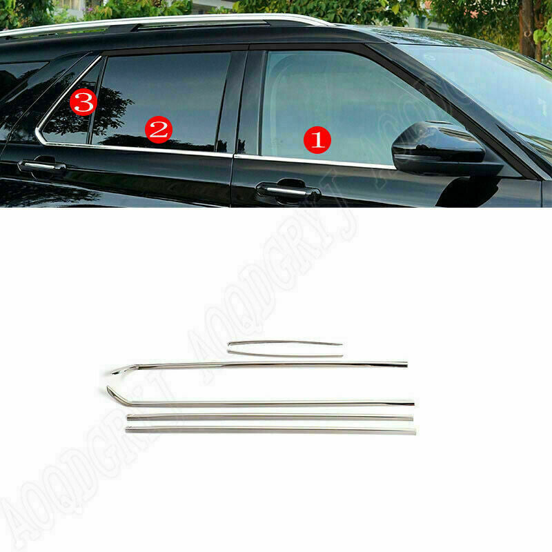 6Pcs for Ford Explorer 2020-22 Chrome Steel Bottom Window Sill Cover Strip Trim