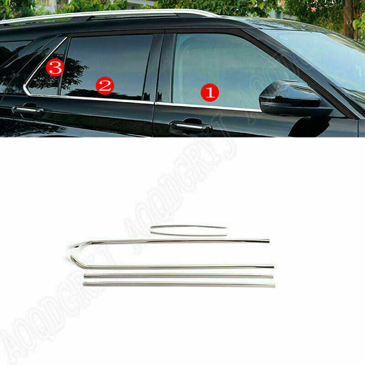 6Pcs for Ford Explorer 2020-22 Chrome Steel Bottom Window Sill Cover Strip Trim