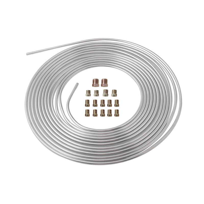 1 Set Galvanized Brake Line Tubing 3/16 25 Foot Coil Roll Fittings Silver v