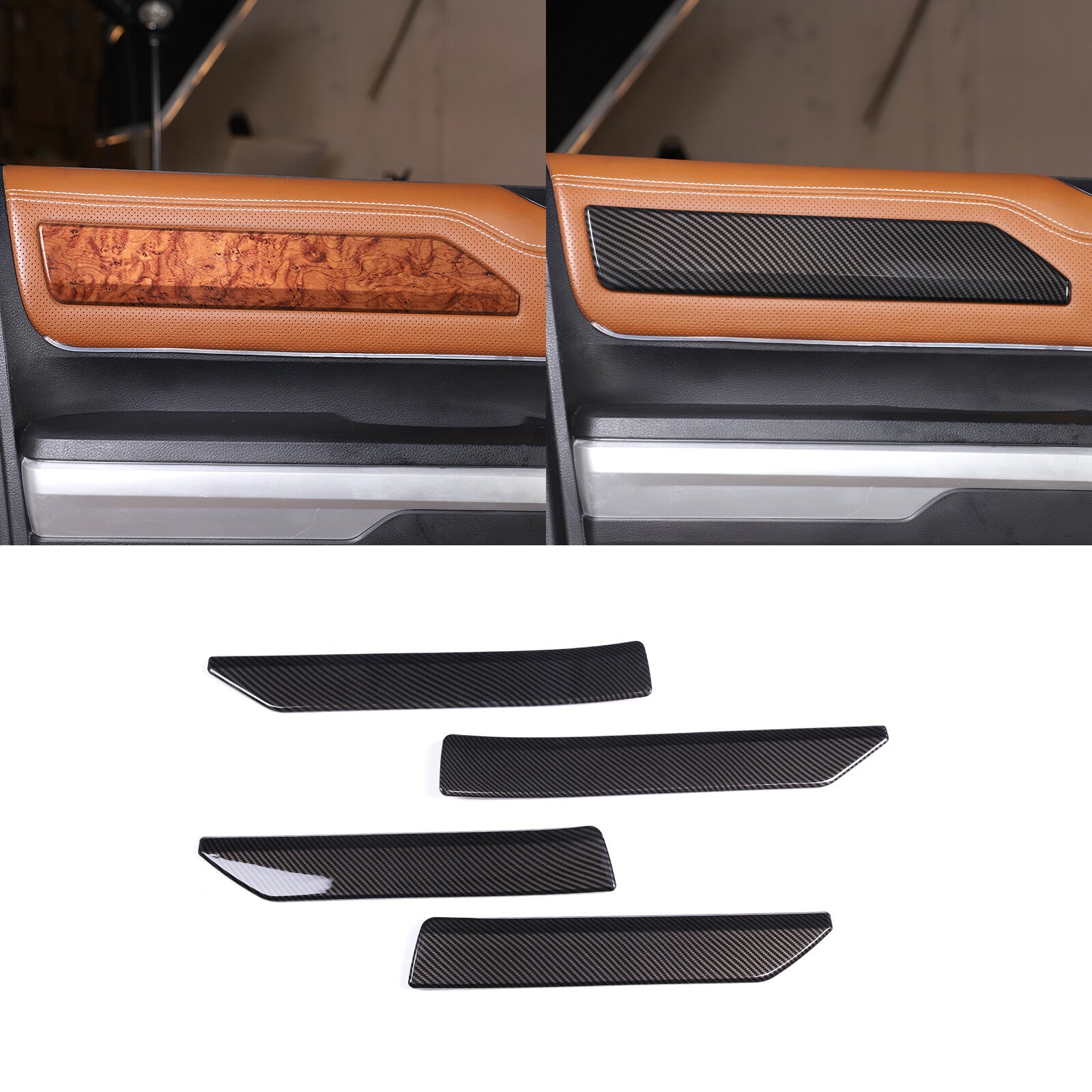 Carbon fiber ABS 4-door panel trim covers for 2014-21 Tendera Platinum 1794- n