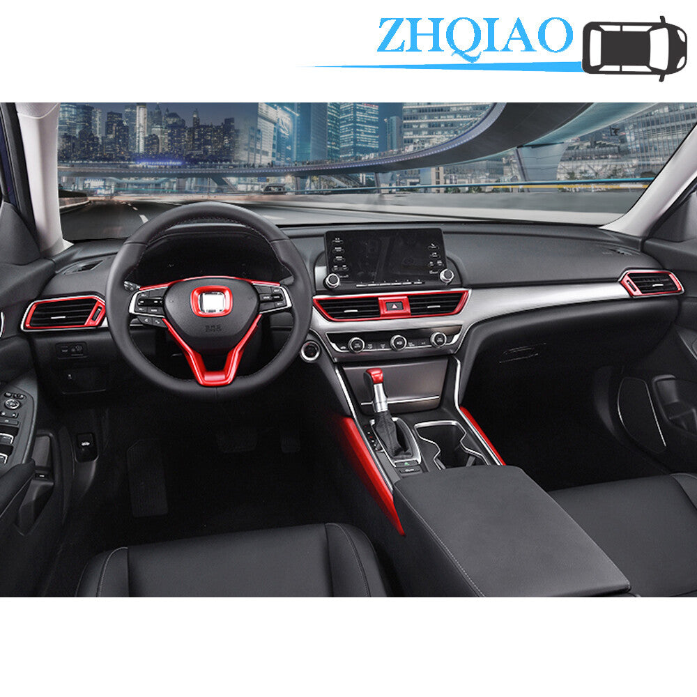 9pcs ABS RED Interior Accessories Whole Kit Cover Trim for Honda Accord 18-20