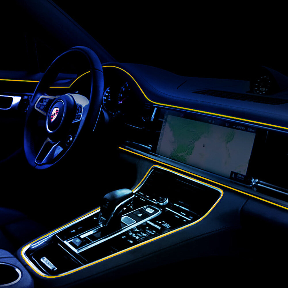 Yellow Car Interior LED Neon Lights Decor Atmosphere El Wire String Strip Lamp
