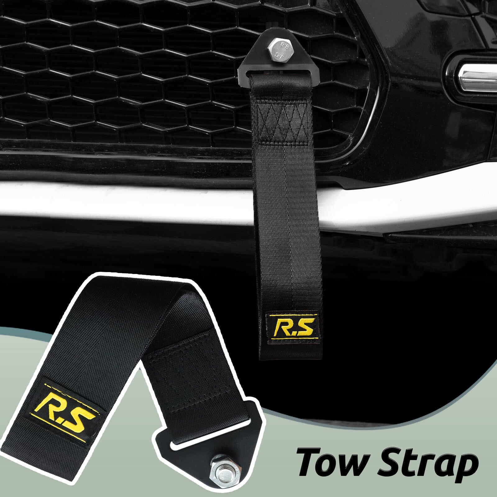 Black High Strength Racing Sport Tow Strap Front Rear Car Bumper Towing Hook Q