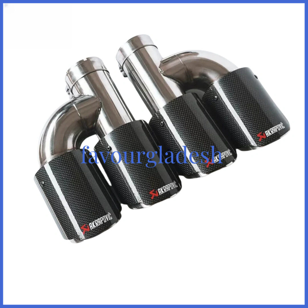 2X Akrapovic Carbon Fiber Exhaust Tip Dual Muffler Pipe ID:3.0 76mm OD:3.589mm