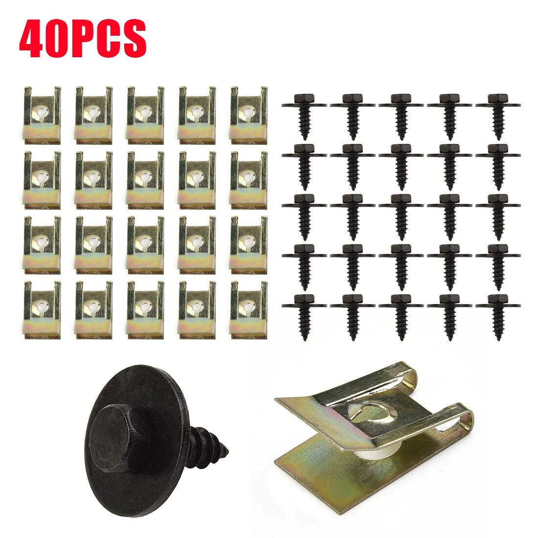 40x/set U Nut Hex Screw Speed Fastener Undertray Sheet Metal Clip Fixing For
