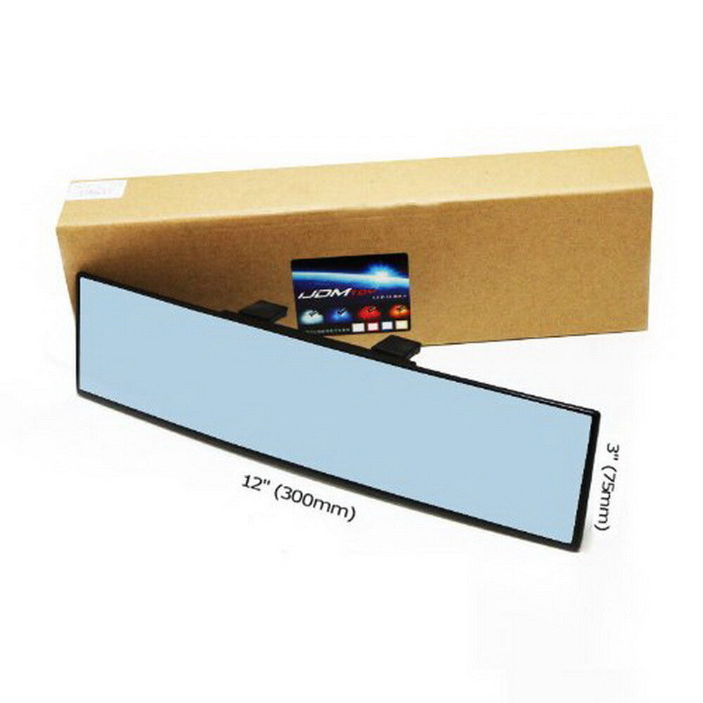 JDM Blue Glass 300mm Wide Flat Clip Rearview Mirror with Anti-Glare Blue Tone n