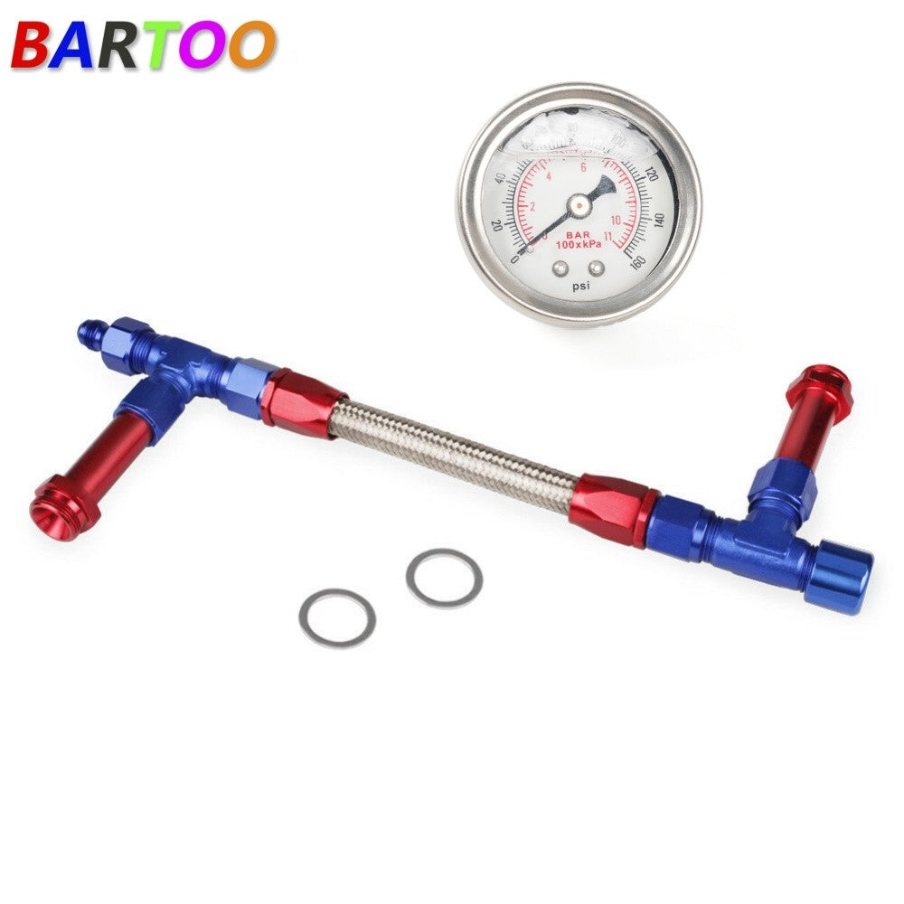 AN8 Braided For Holley Carburetor 4150 Pressure Gauge Dual Feed Carb Fuel Line Q