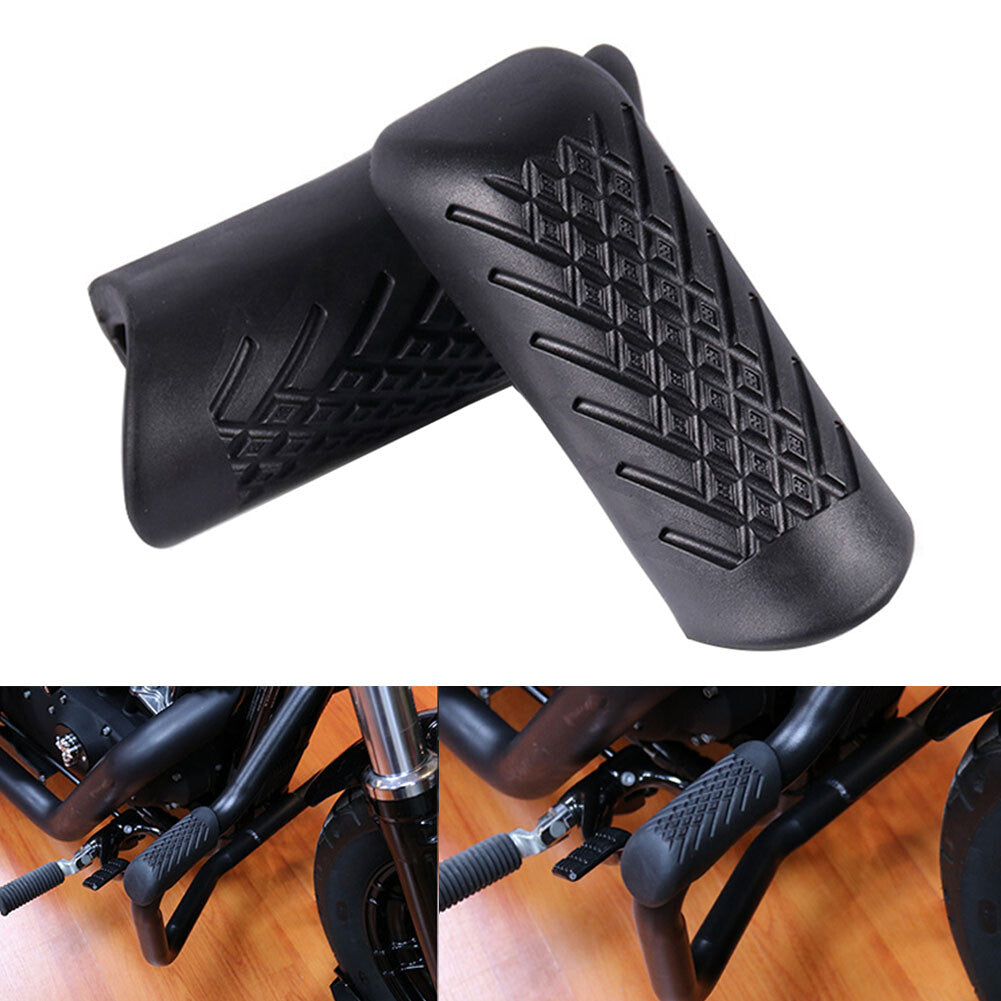 Black Engine Guard Crash Bar Rubber Covers Fit for Harley Sporter Dyna XL883 XL1200