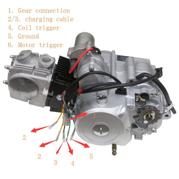 125cc engine motor kit, semi-automatic reverse, suitable for Honda ATC70 90cc 110cc all-terrain vehicles (4-piece set)