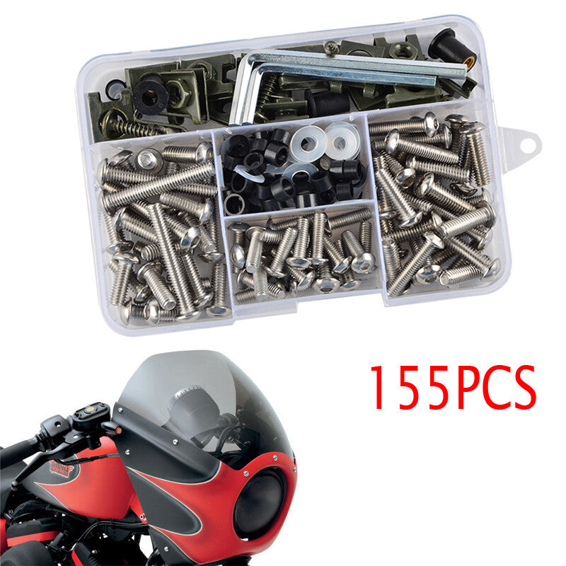 155 PCS Stainless Steel Motor Rectifier Body Bolt Kit Screw Tip Speed Fasteners n