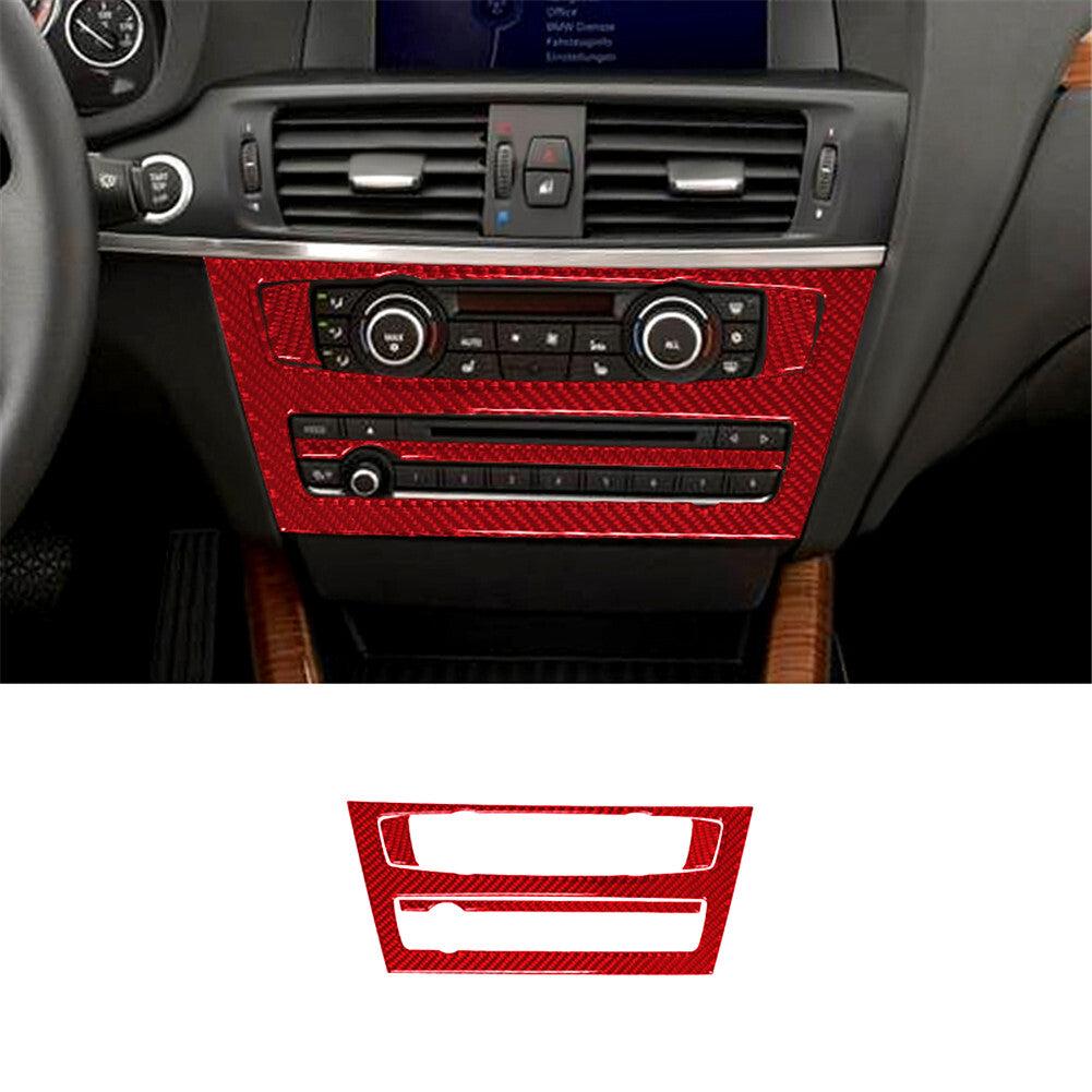 for Audi Q5 2009-2017 Red Air-Con Climate Knob Trim Cover Type-B Carbon Fiber v
