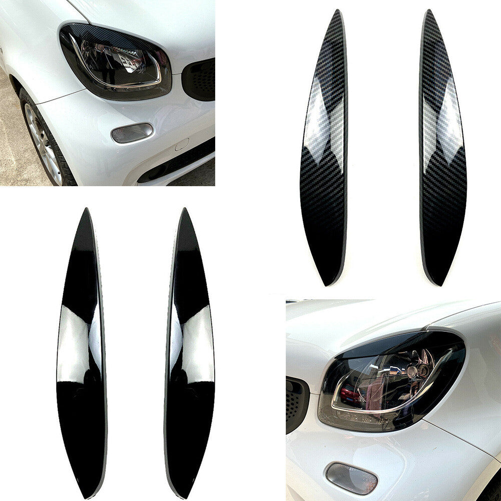2-Piece Headlight Eyelid Covers/Eyebrow Accessories for Mercedes-Benz for Smart 2014/2015 16+ ABS