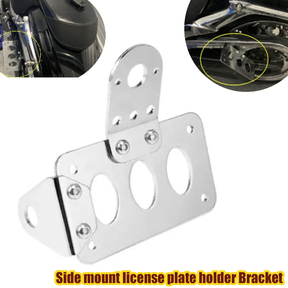 Chrome alloy motorcycle side-mounted license plate bracket suitable for Harley-Davidson - n