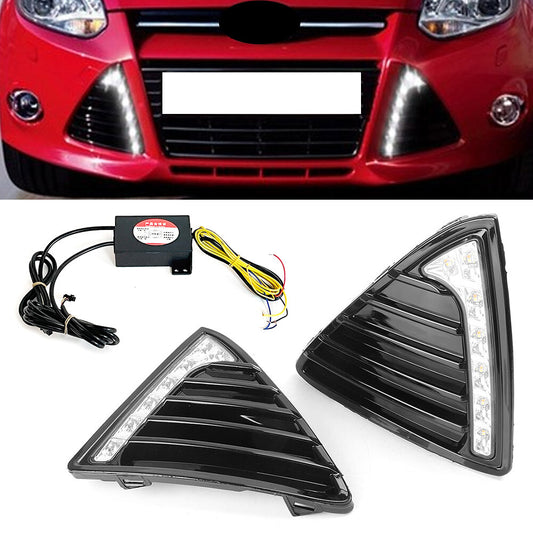  for ford  Focus 2012- 2014 w/ Turn Signal Lights DRL LED Daytime Running Light Q