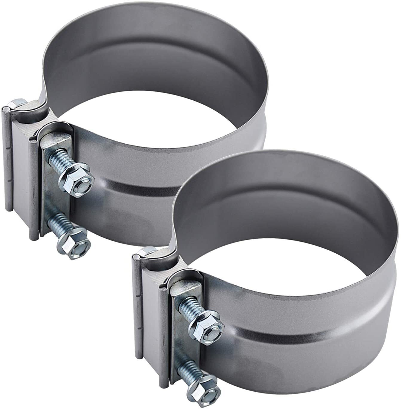 2.5-inch coil connector with pipe clamp, pipe clamp repair parts, stainless steel, 2 pieces