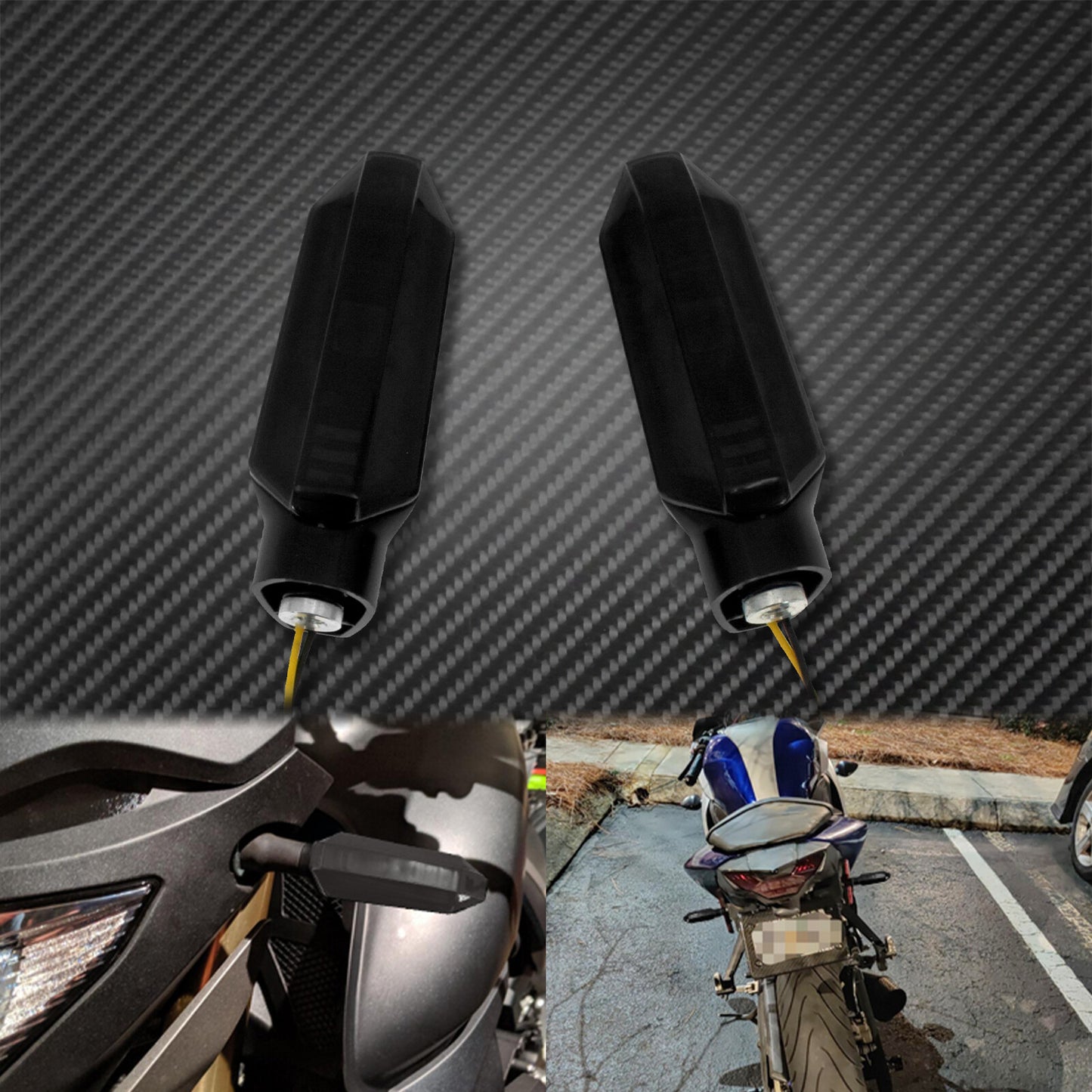 Black Front Rear Turn Signal Indicator Light Lamp Fit for Honda CBR400 500 650 Q