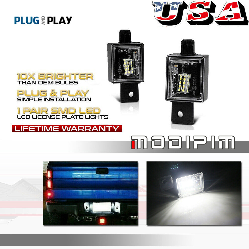 Suitable for 2014-2018 Silverado for GMC for Sierra white LED license plate light- v