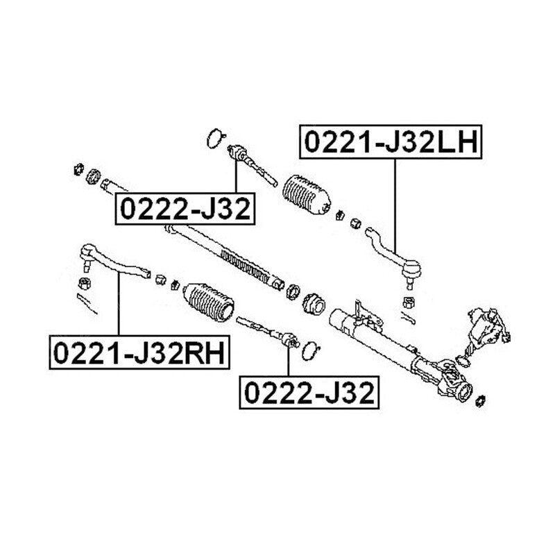 Two-piece front steering tie rod end fitting 0221-J32L/RH suitable for 2007-2018 Murano Altima. n